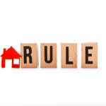 Word "rule" with red house icon.