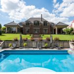 mansion and a pool